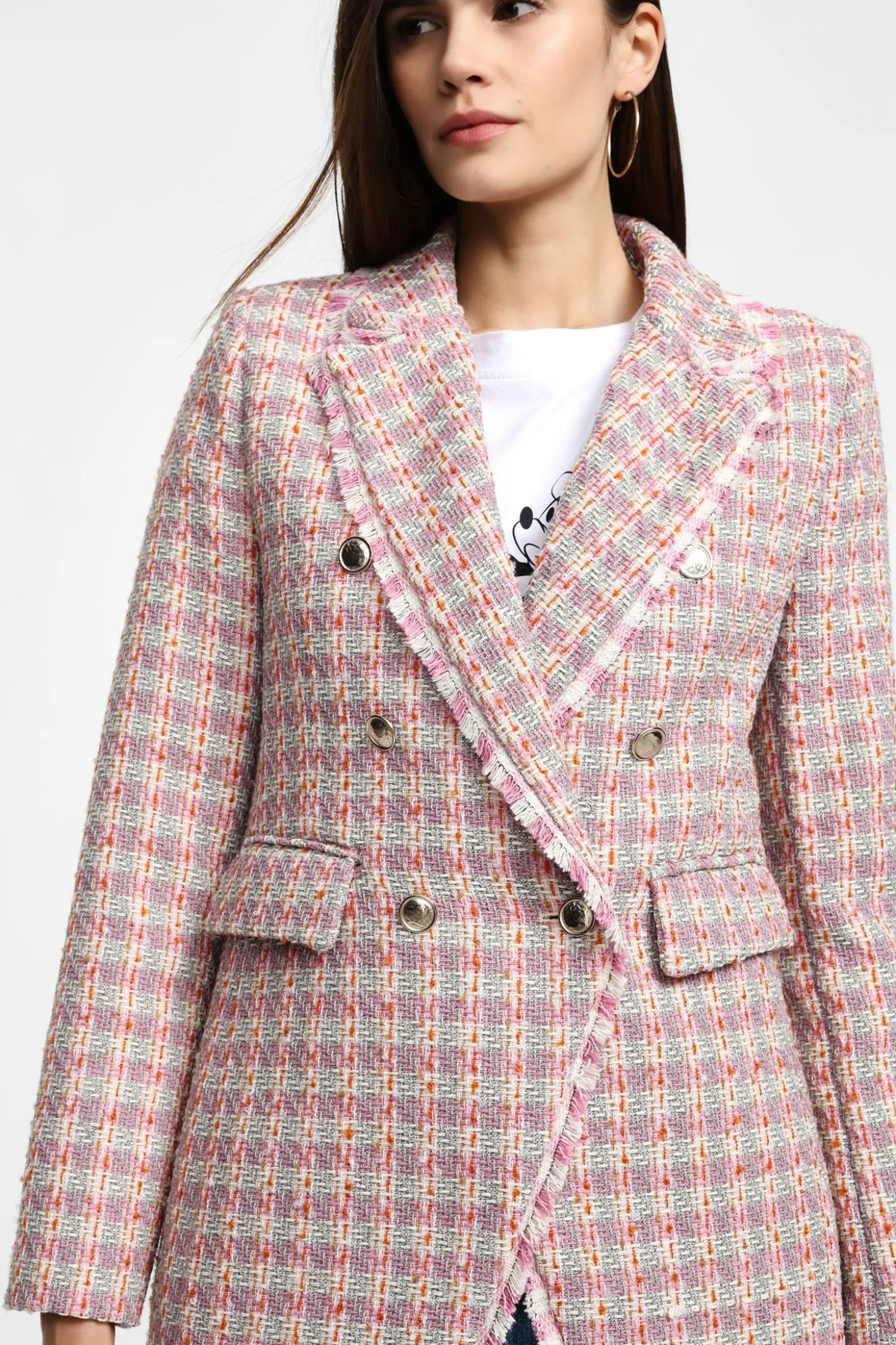 Blazer cruzado con efecto tweed