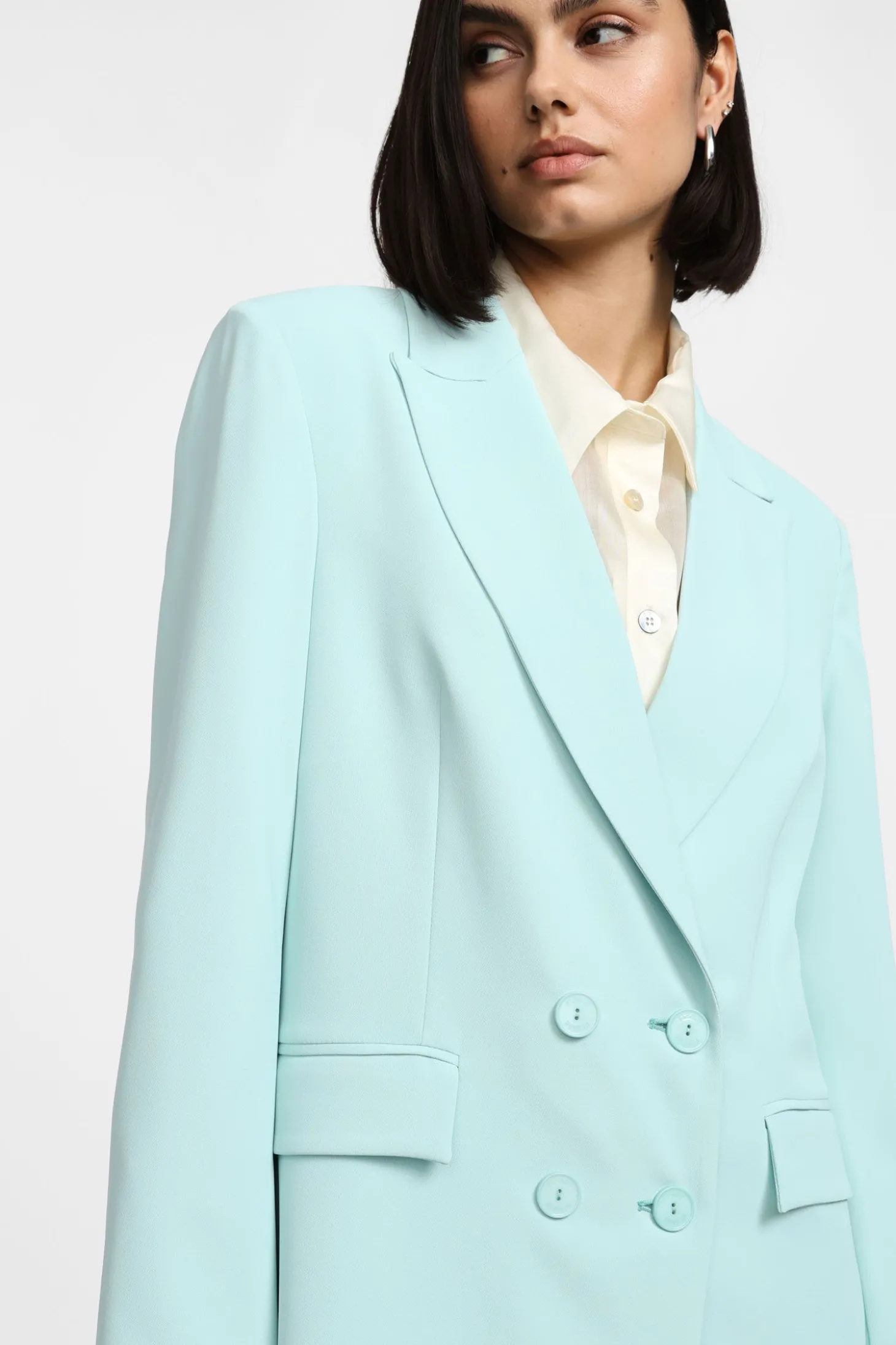 Blazer de doble botonadura liso