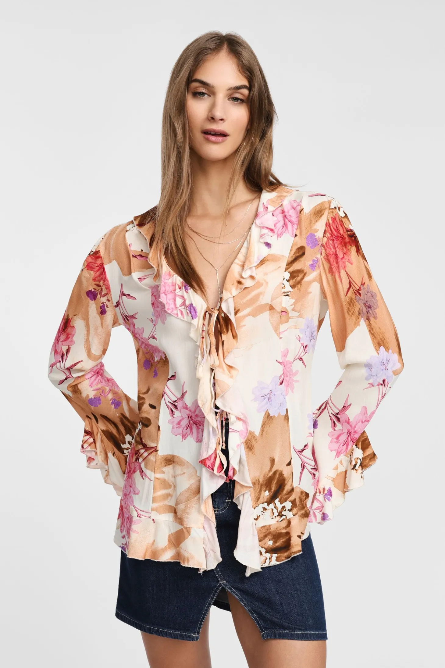 Camisa con estampado y manga larga