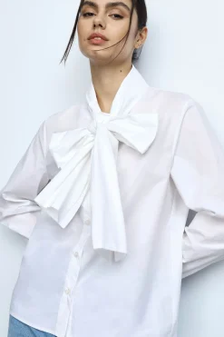 Camisa con mangas largas y lazo