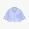Camisa corta a rayas con bolsillo