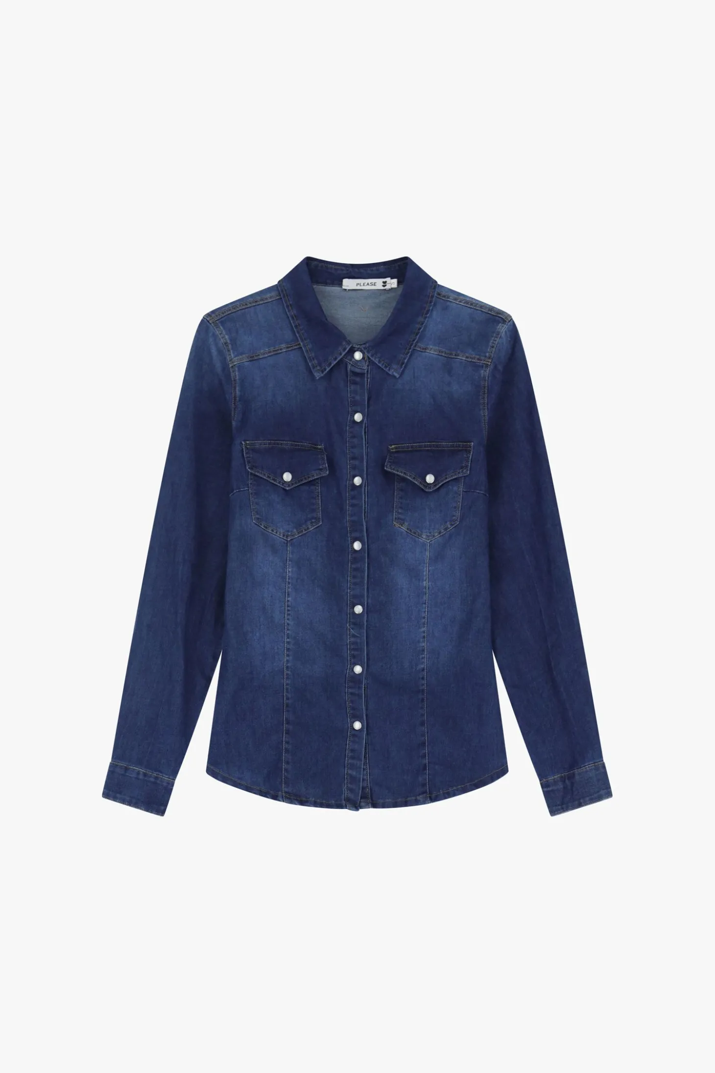 Camisa de denim con bolsillos y botones