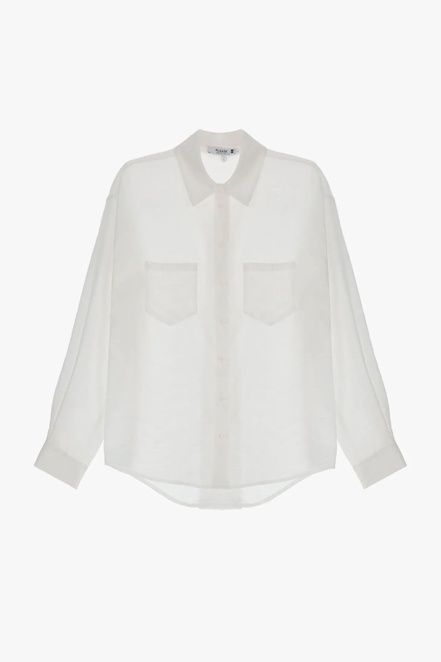 Camisa lisa con cuello clásico y bolsillos aplicados
