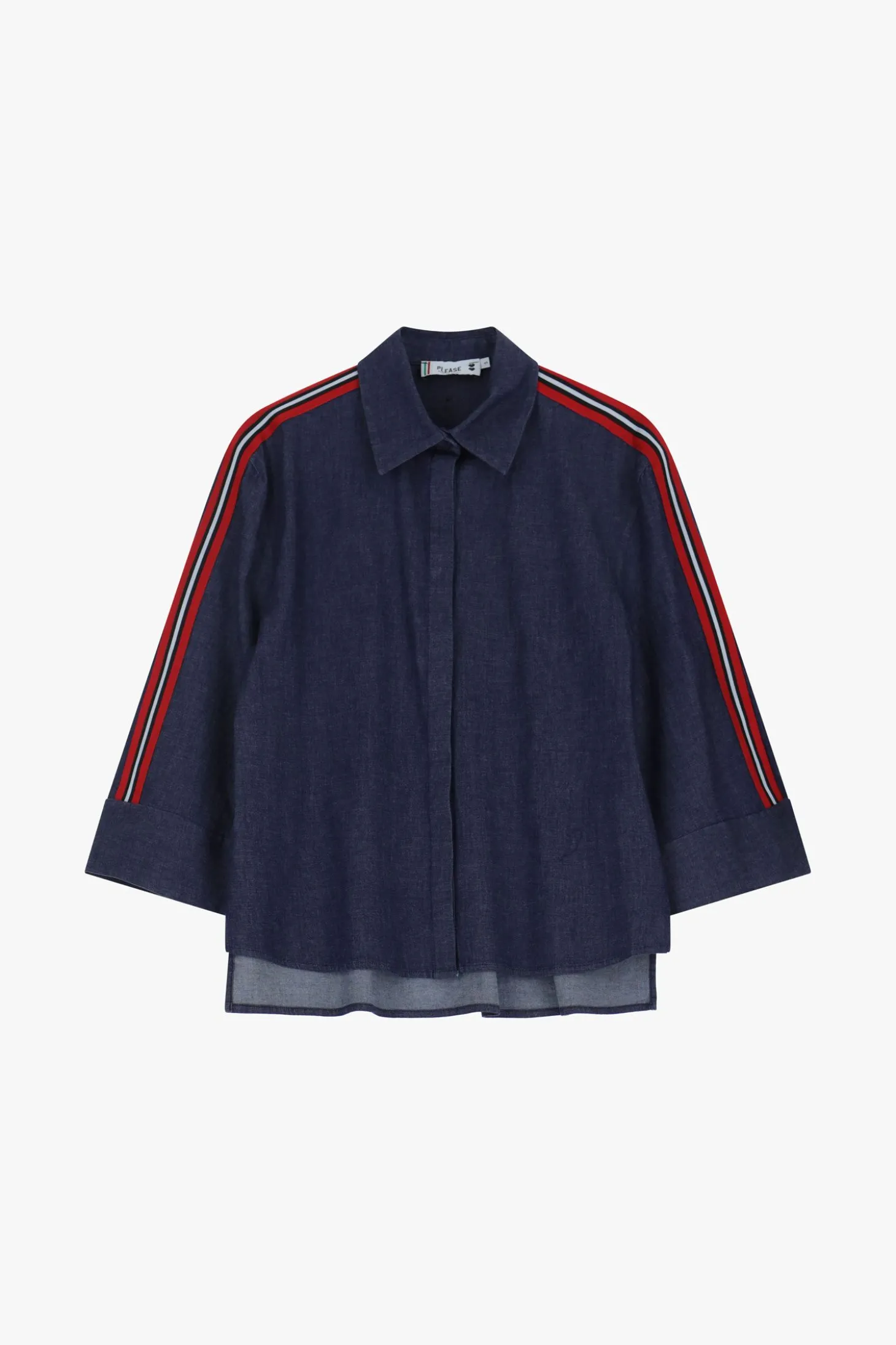Camisa vaquera con rayas laterales