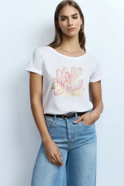 Camiseta cuello redondo estampada