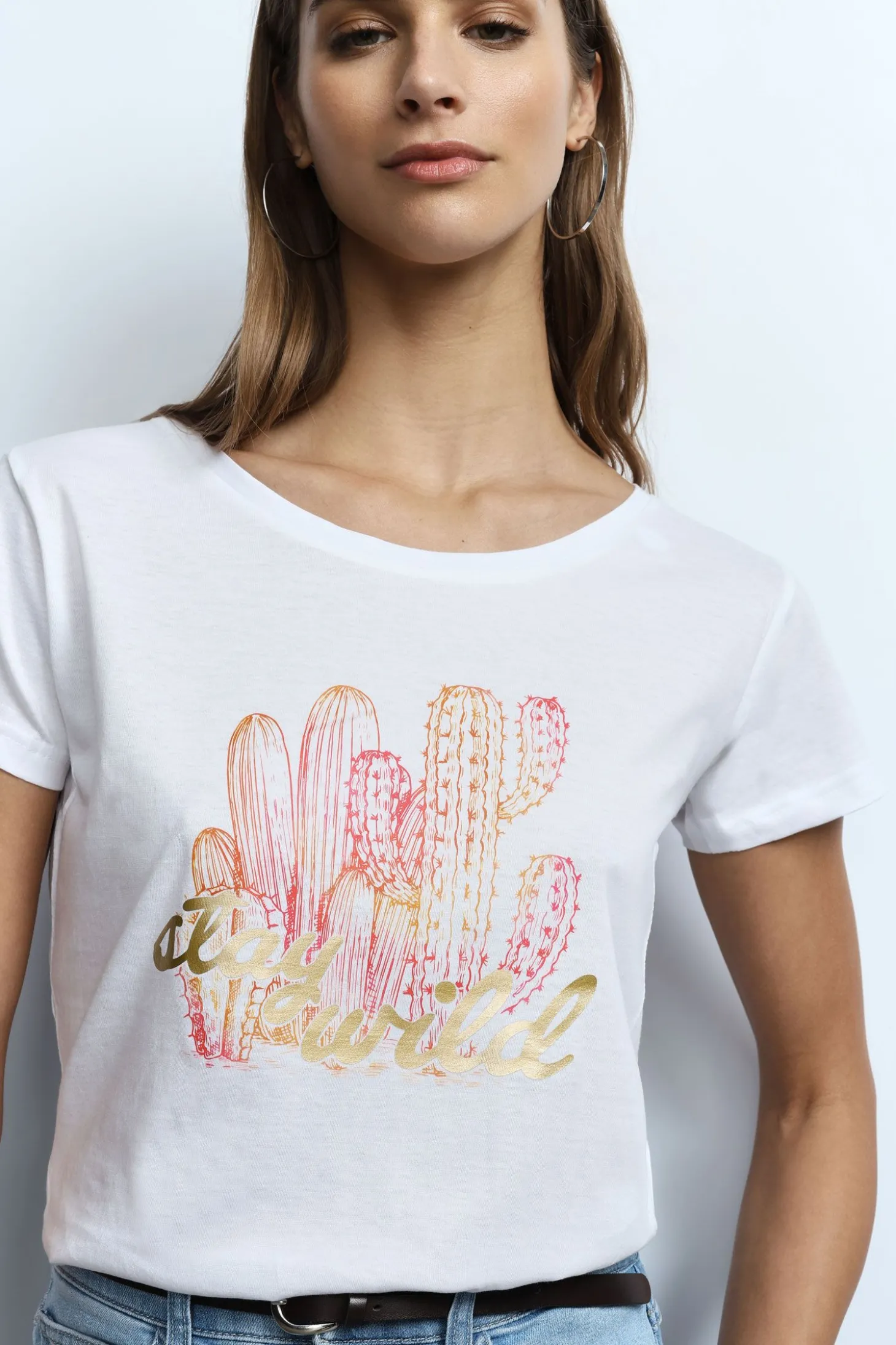 Camiseta cuello redondo estampada