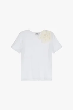 Camiseta de manga corta con maxi flor