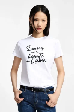 Camiseta impresa cuello redondo manga corta