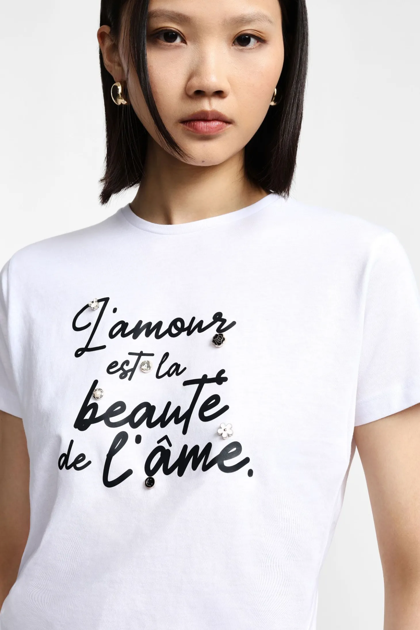 Camiseta impresa cuello redondo manga corta