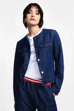 Chaqueta denim con cierre frontal