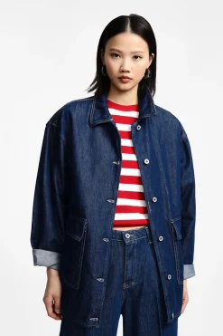 Chaqueta denim con cierre frontal