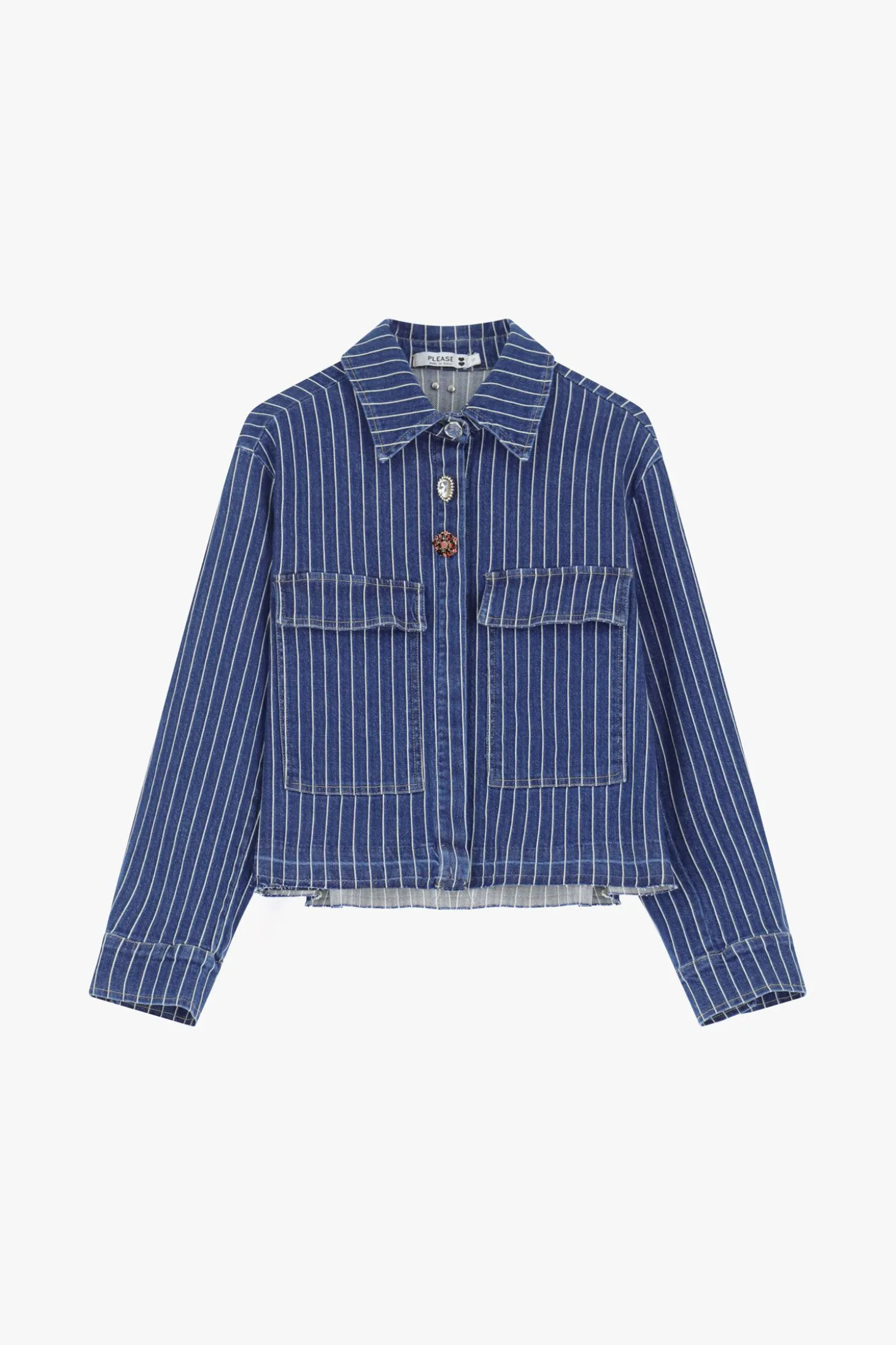 Chaqueta denim rayas con botones