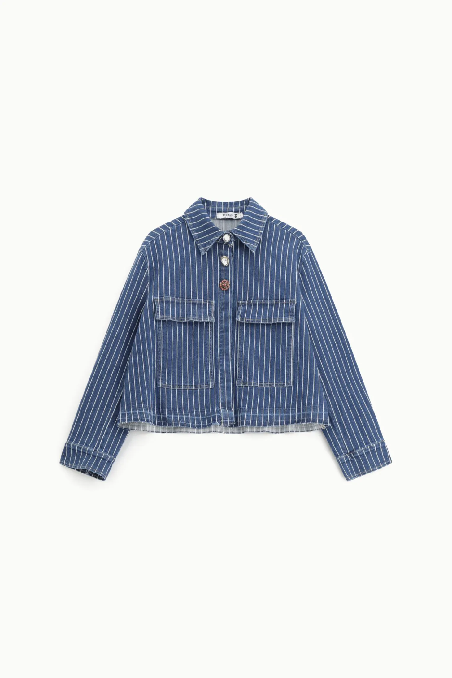 Chaqueta denim rayas con botones