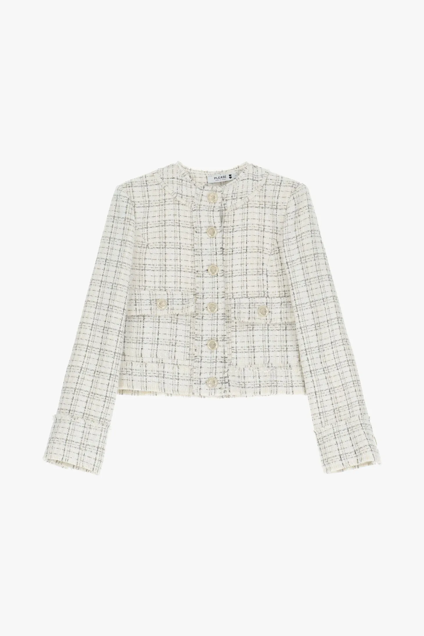 Chaqueta tweed con cierre de botones
