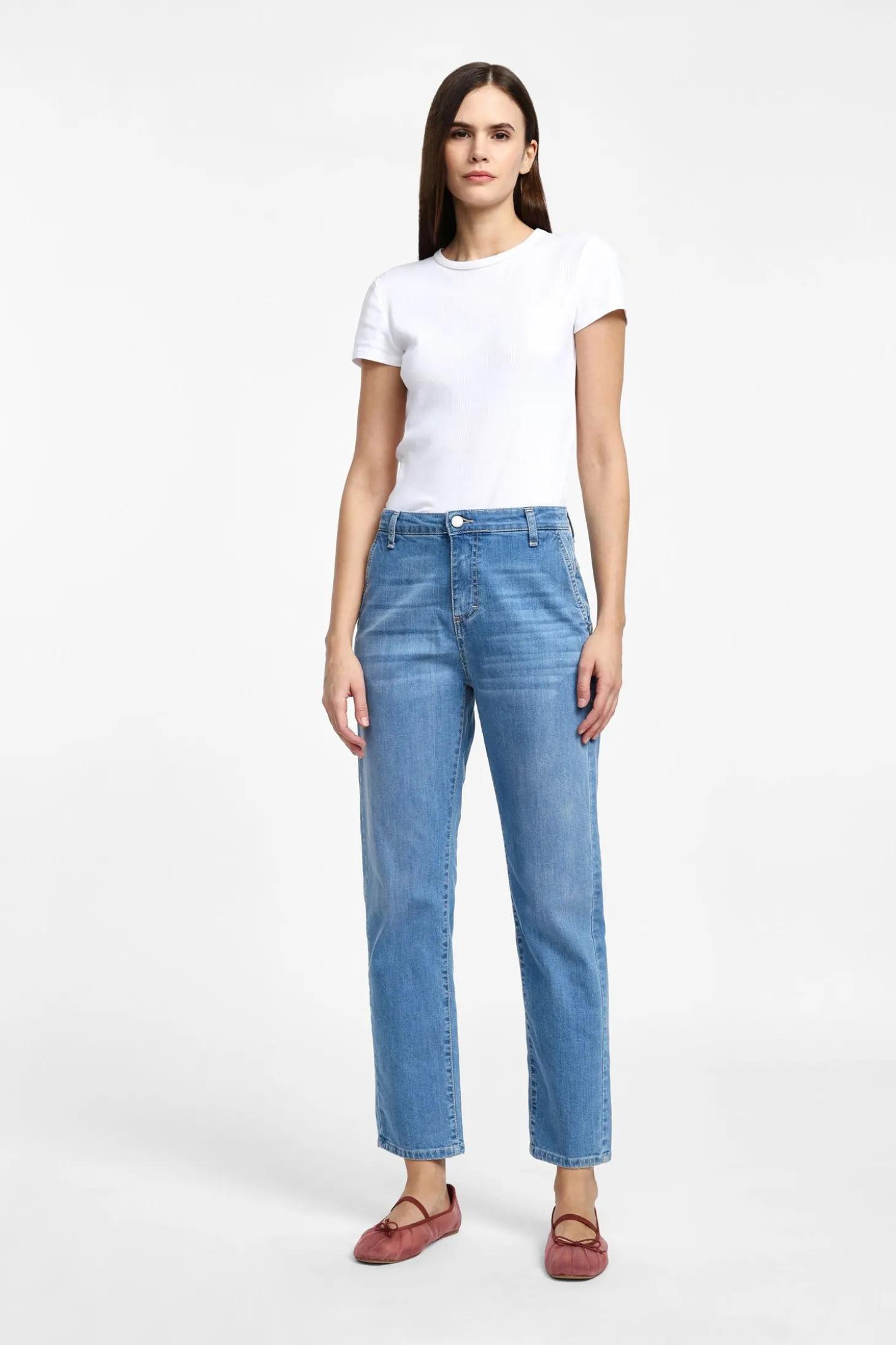 Jeans a gamba dritta vita media