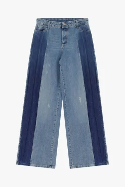 Jeans a gamba larga con design combinato