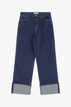 Jeans a gamba larga con risvolti