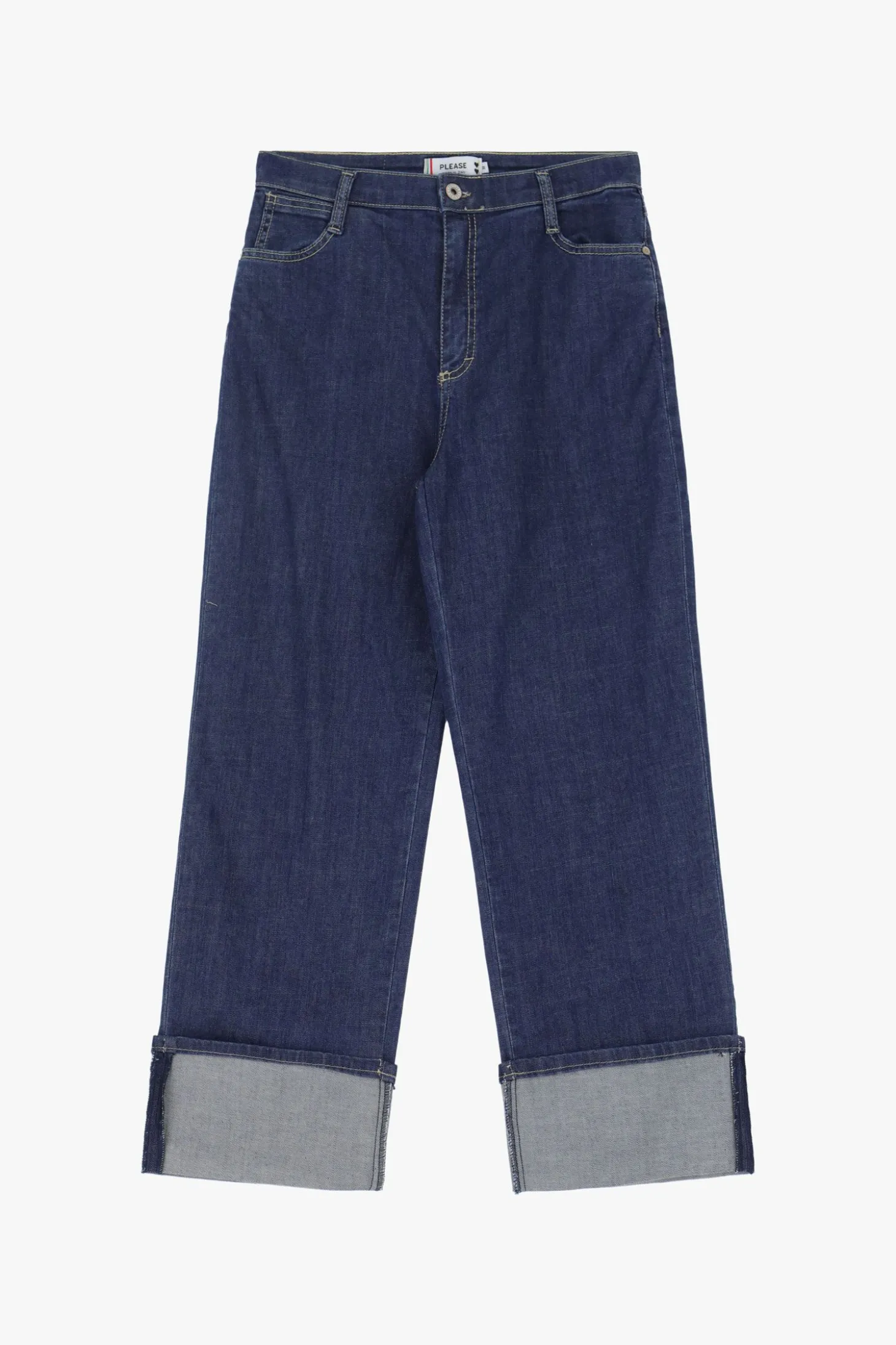 Jeans a gamba larga con risvolti