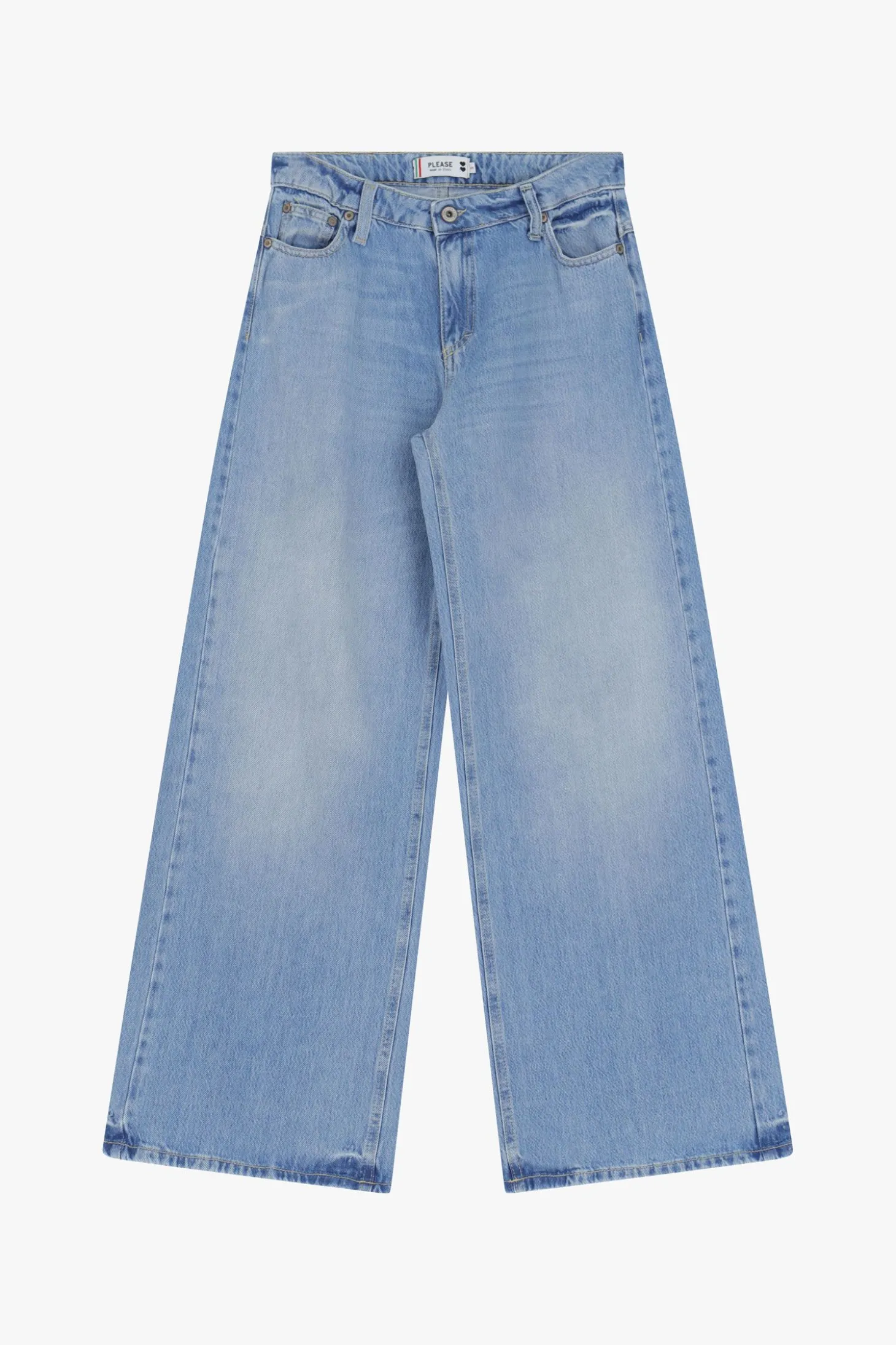 Jeans a gamba larga e vita media