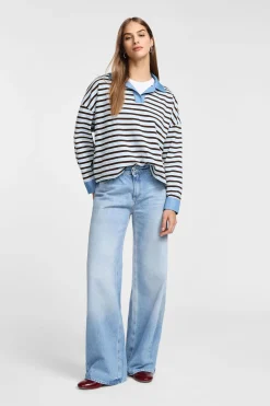 Jeans a gamba larga e vita media
