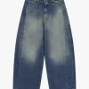 Jeans a gamba larga tapered con vita media