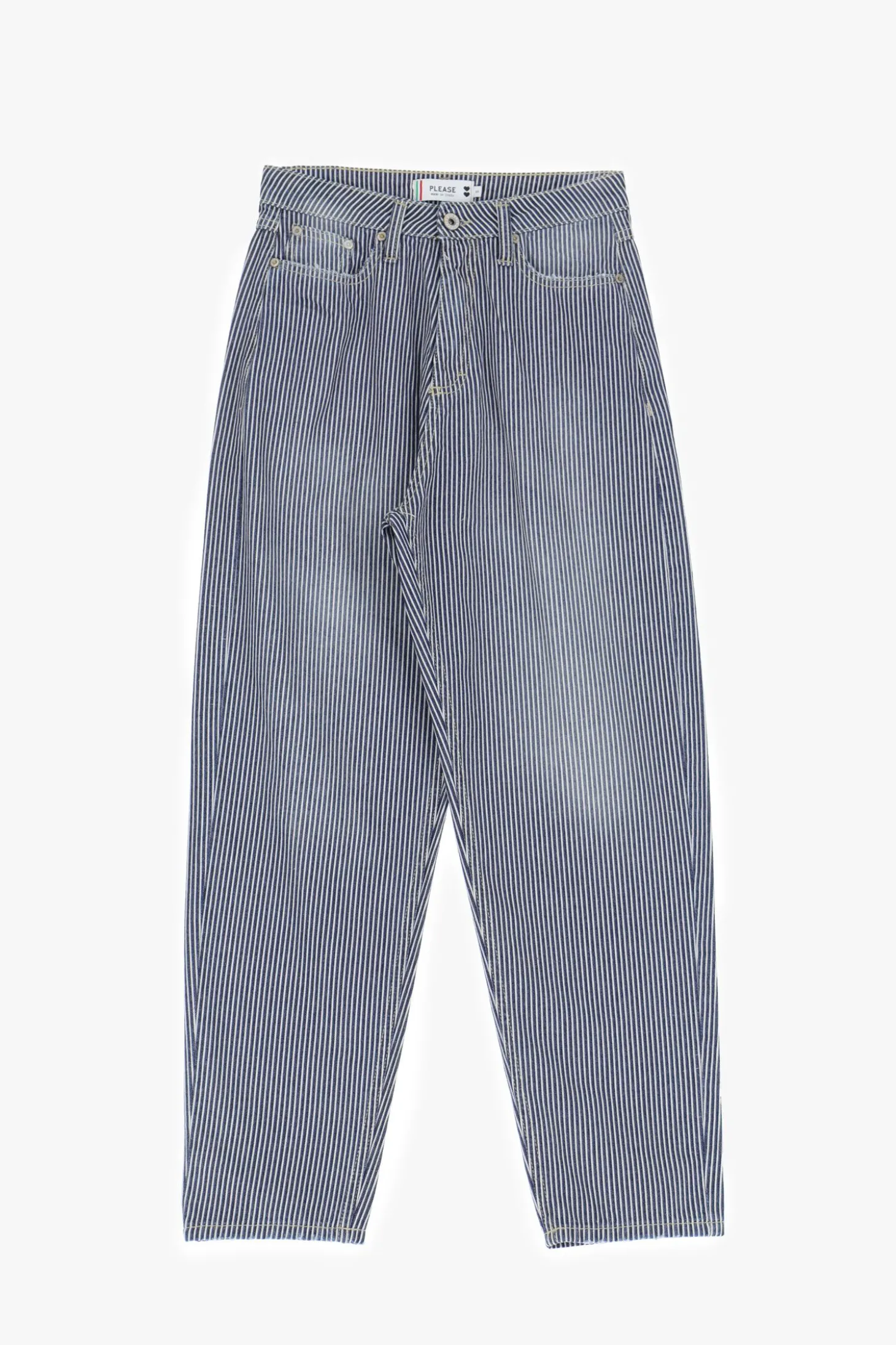 Jeans a righe con taglio mom