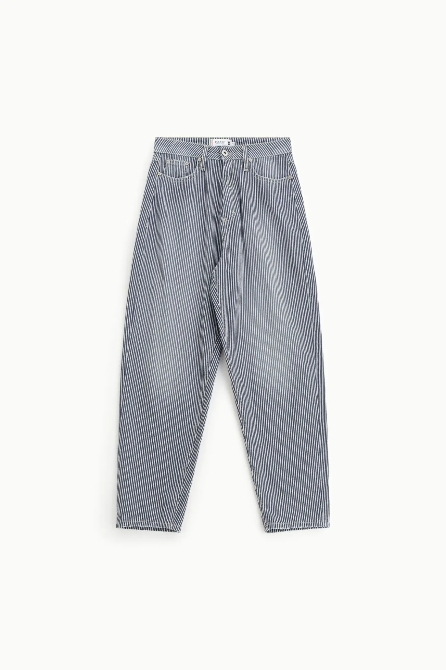 Jeans a righe con taglio mom
