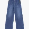 Jeans a zampa con bottoni laterali