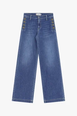 Jeans a zampa con bottoni laterali