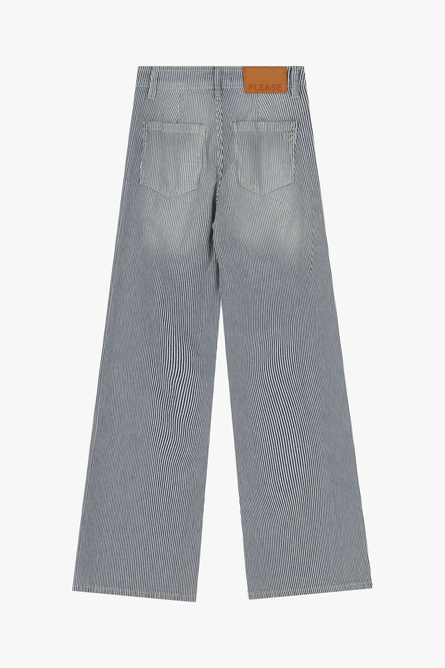 Jeans a zampa con righe e tasche