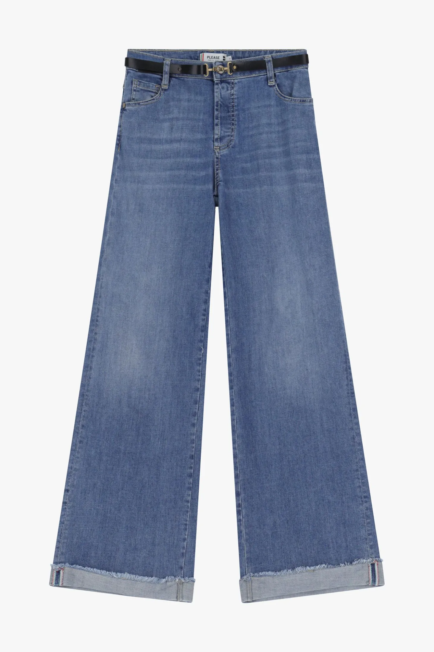 Jeans baggy con risvolto e orlo sfrangiato