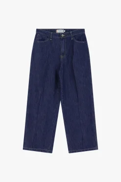 Jeans cropped a gamba larga con vita media