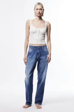 Jeans dritti con microrotture
