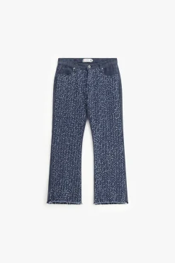 Jeans flare con paillettes e vita media