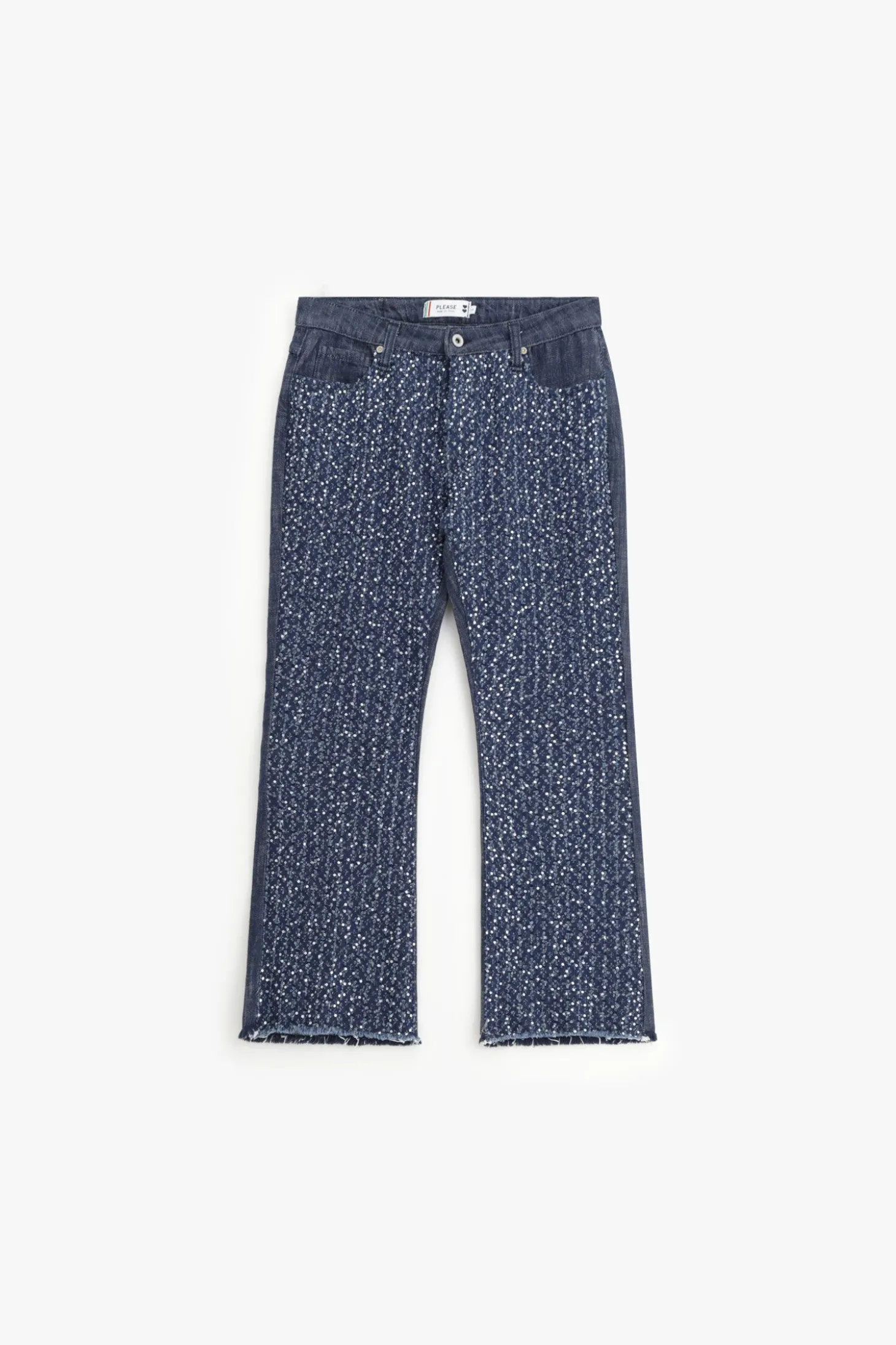 Jeans flare con paillettes e vita media
