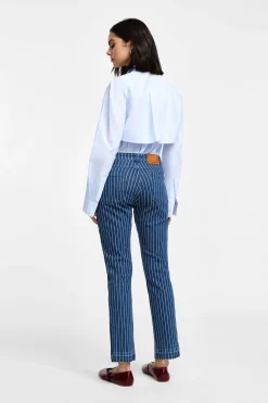 Jeans slim-fit a righe a gamba dritta