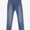 Jeans slim-fit effetto délavé con chiusura laterale e cuciture dettaglio