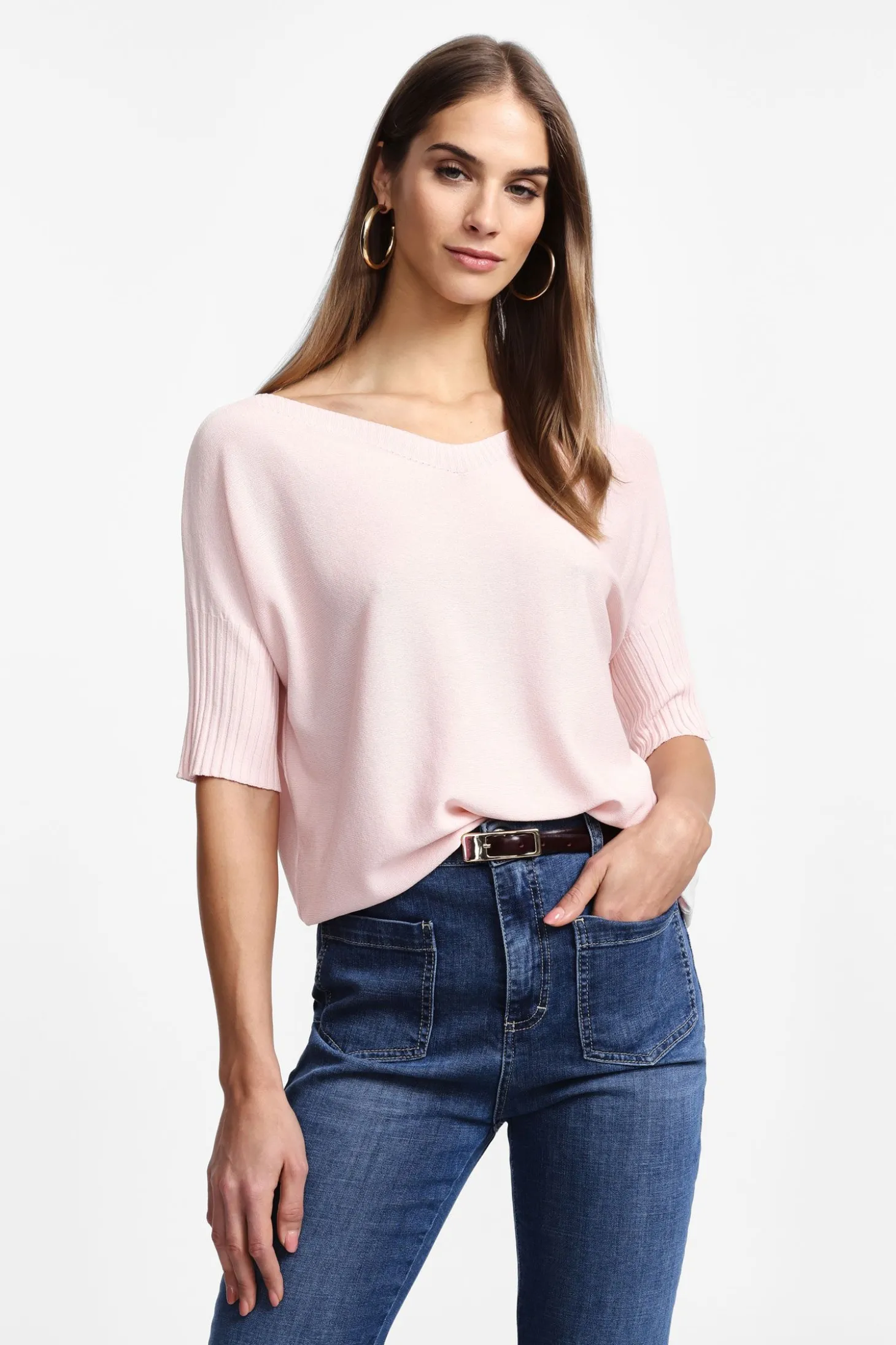 Jersey escote en v y mangas medias