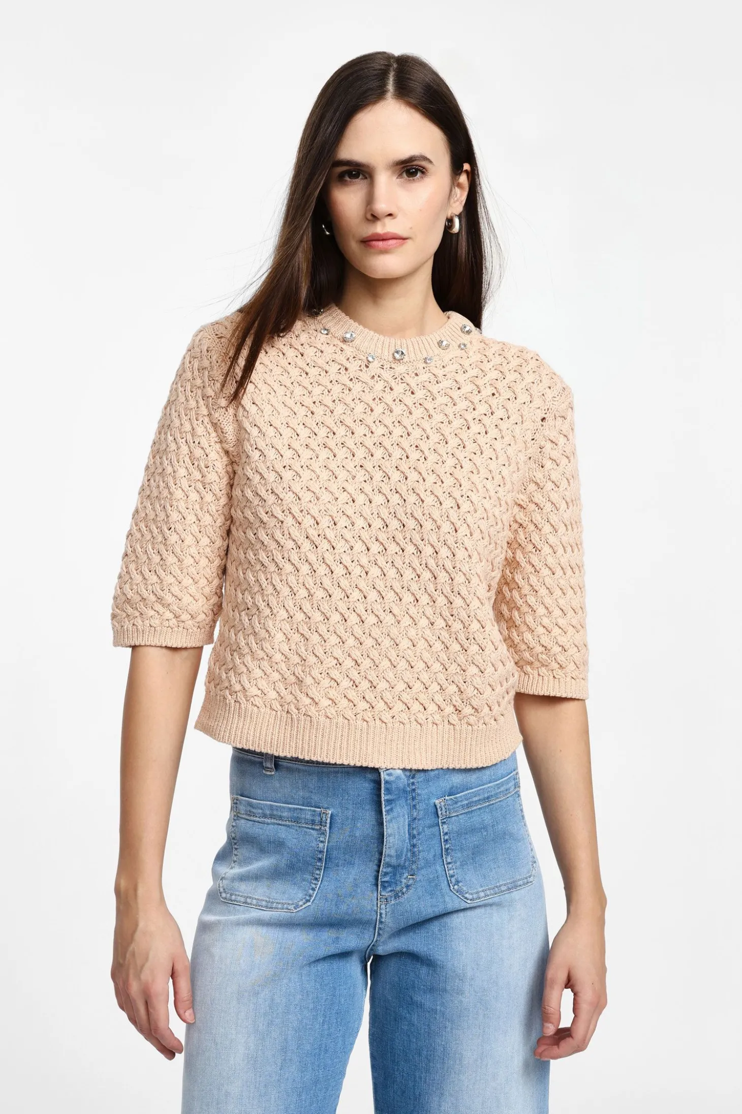 Jersey trenzado mangas al codo