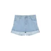 Pantalón corto evasé en denim claro