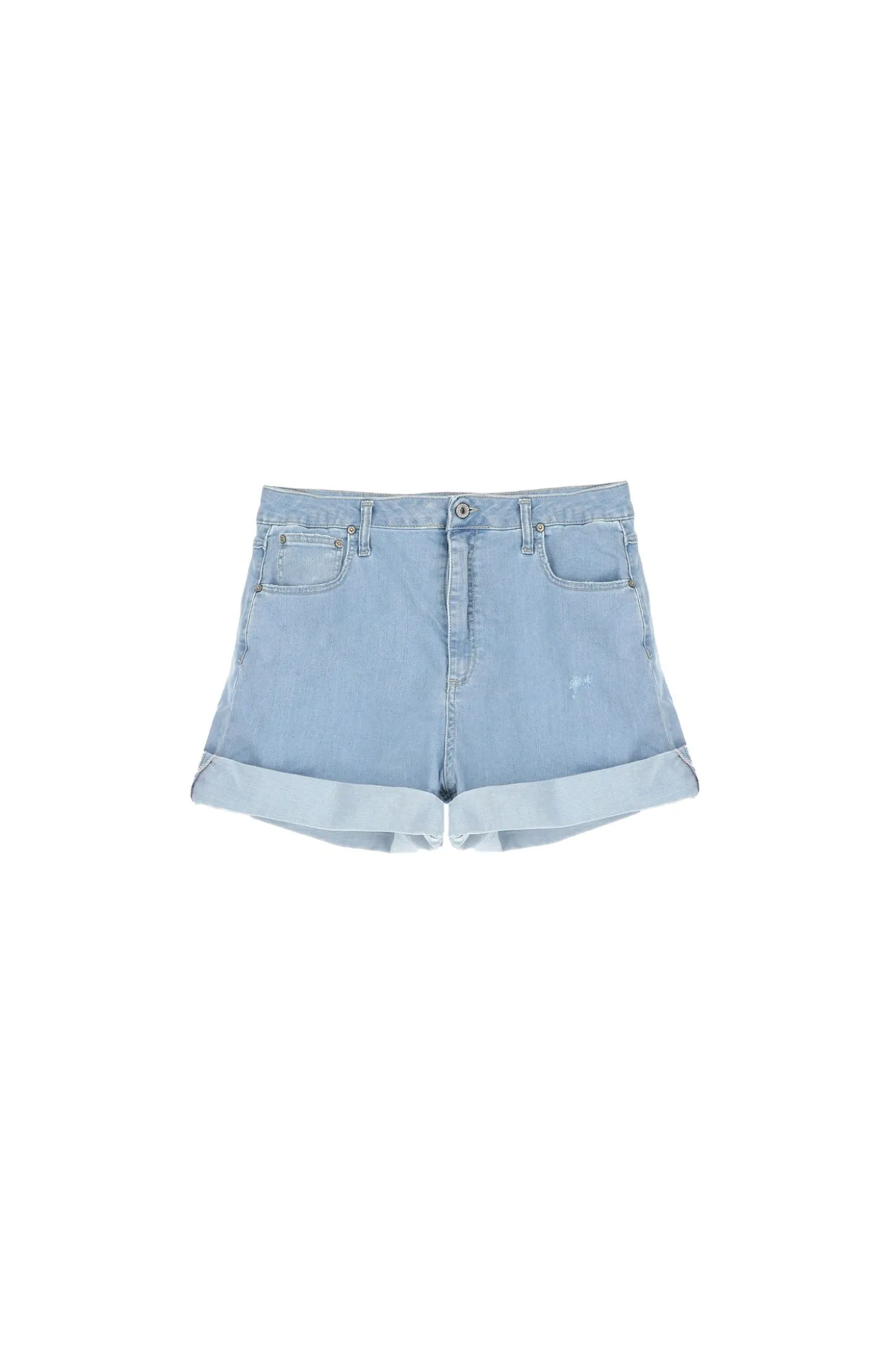 Pantalón corto evasé en denim claro