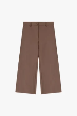Pantalones cropped de cuero sintético con pierna ancha