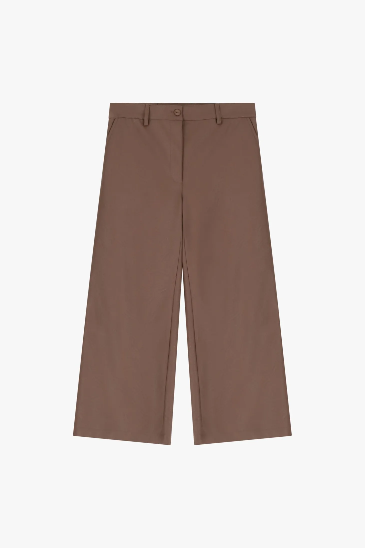 Pantalones cropped de cuero sintético con pierna ancha