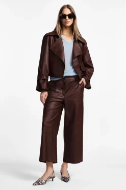 Pantalones de cuero sintético pierna ancha