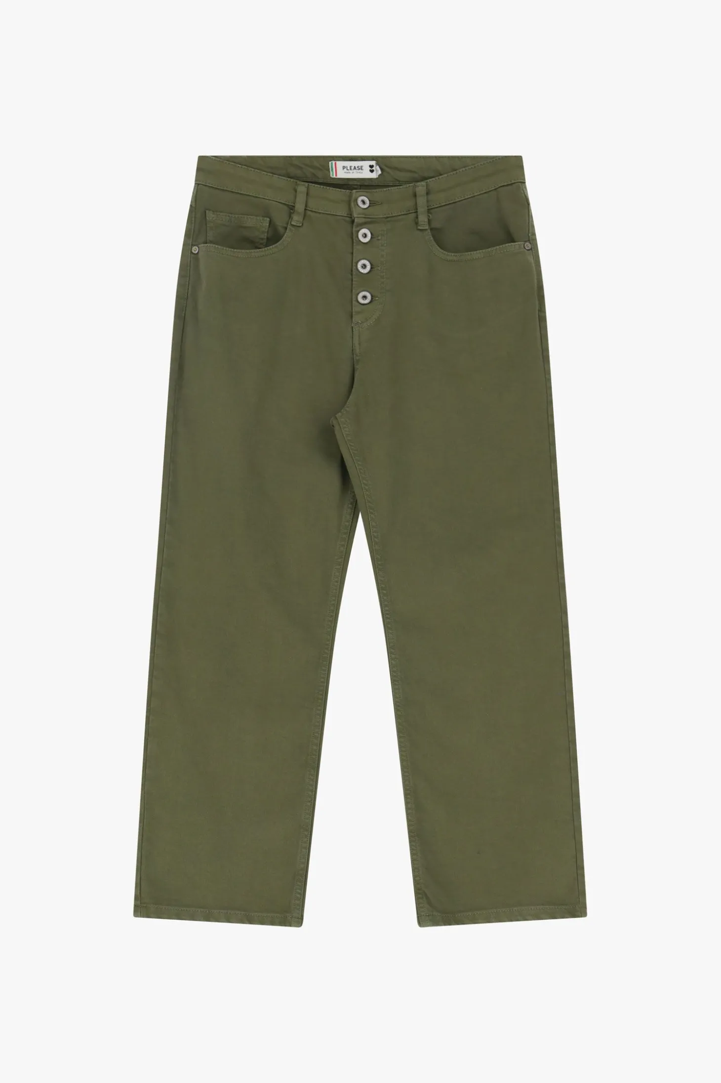 Pantalones holgados con bolsillos y botones visibles