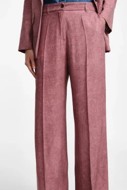 Pantalones palazzo efecto suede de talle alto