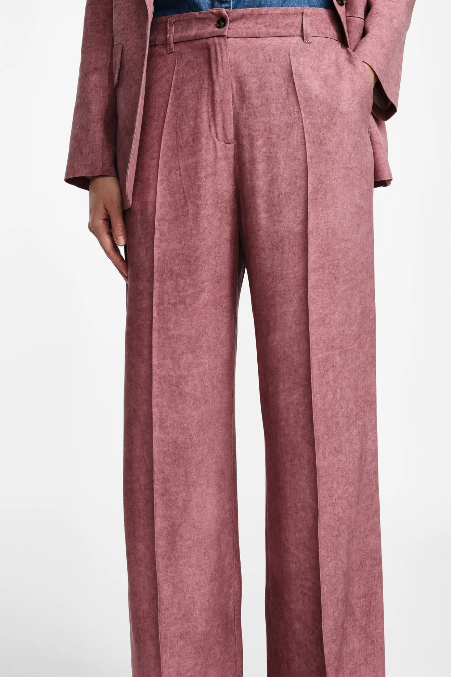 Pantalones palazzo efecto suede de talle alto
