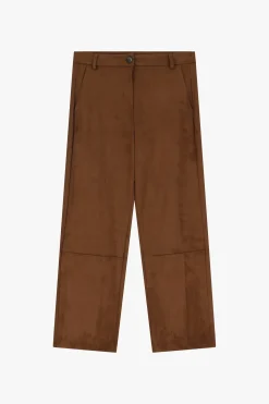 Pantalones recortados tiro medio efecto suede
