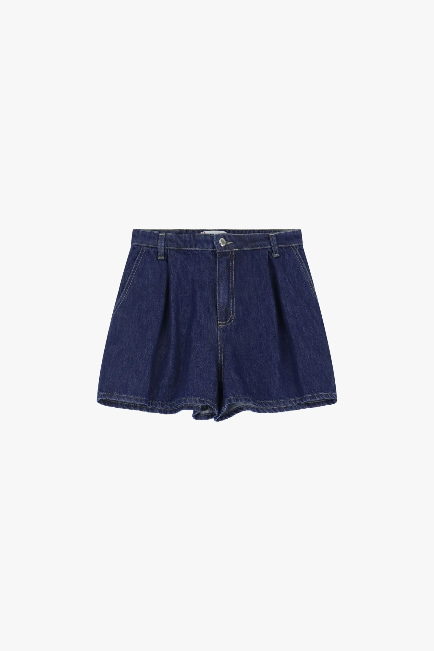 Shorts de denim con cintura alta y bolsillos