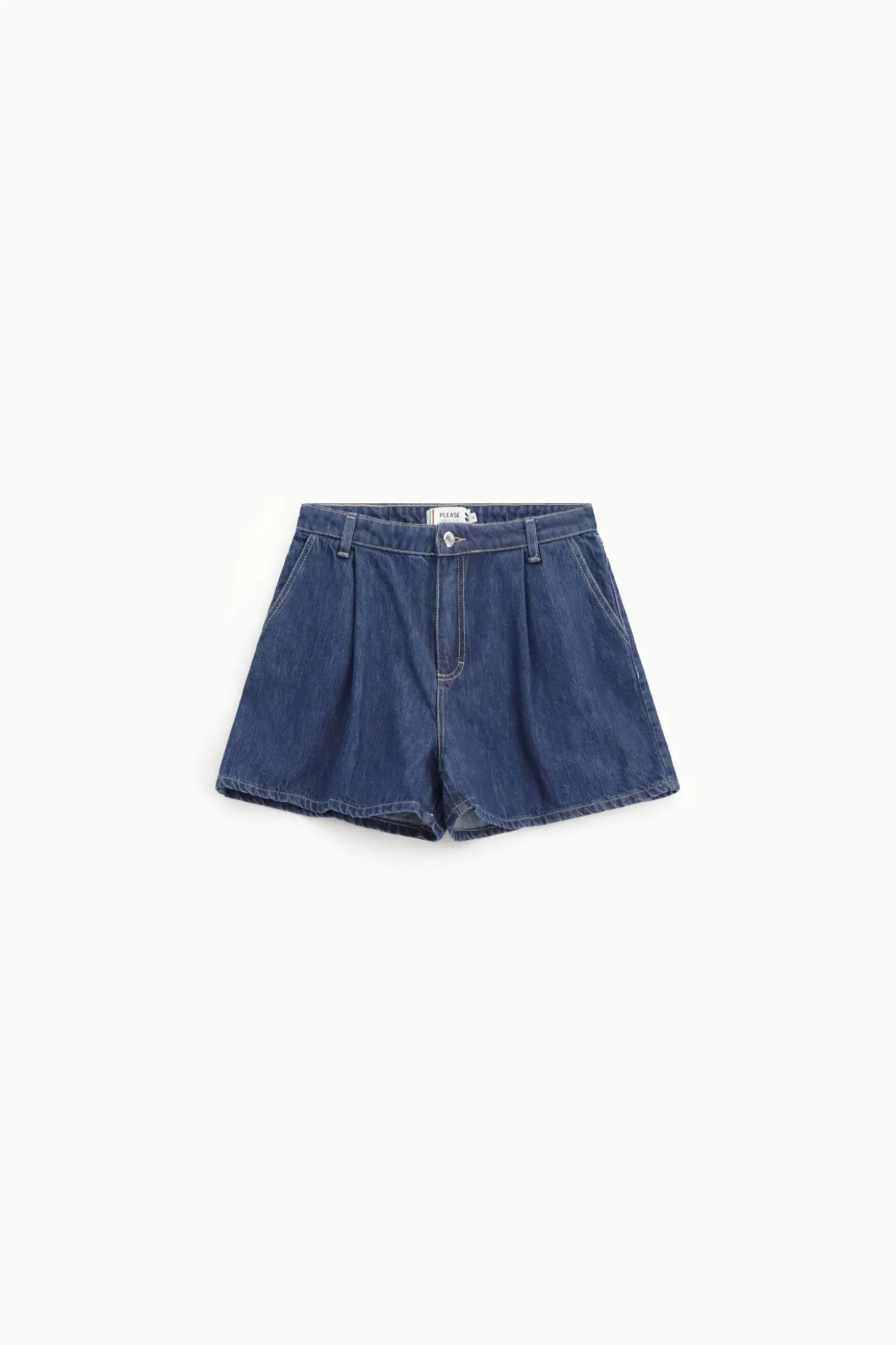 Shorts de denim con cintura alta y bolsillos